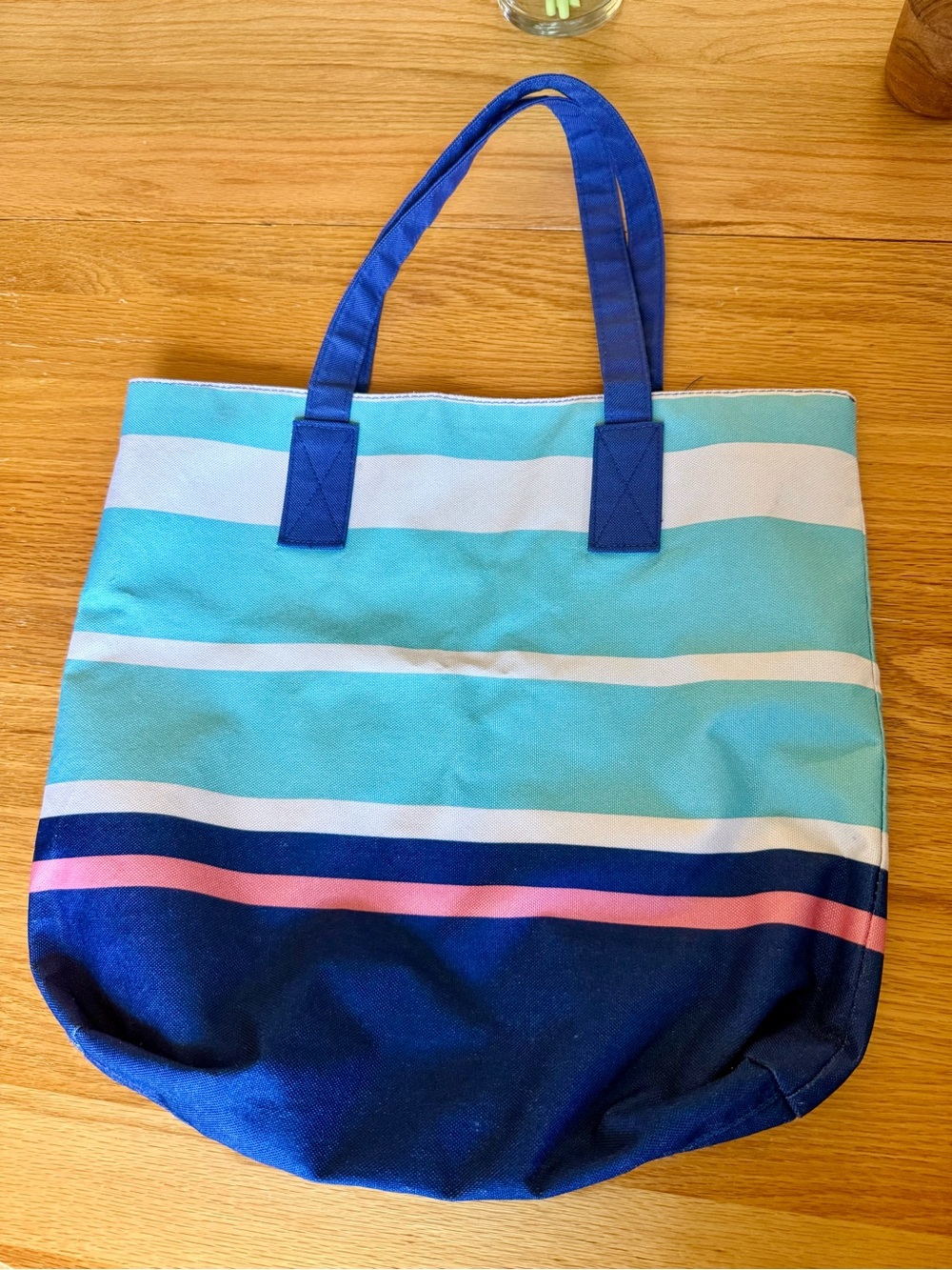🌊 Striped Canvas Tote Bag / Beach Bag – EUC